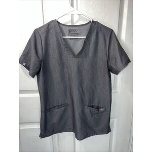 Figs Technical Collection Womans Scrub Top Short Sleeve Gray‎ Small